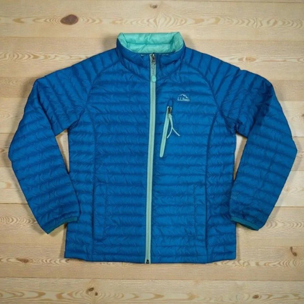 LL Bean Double Up Outer Wear Down Downtek 650 Blue Unisex Puffer Jacket 10-12
